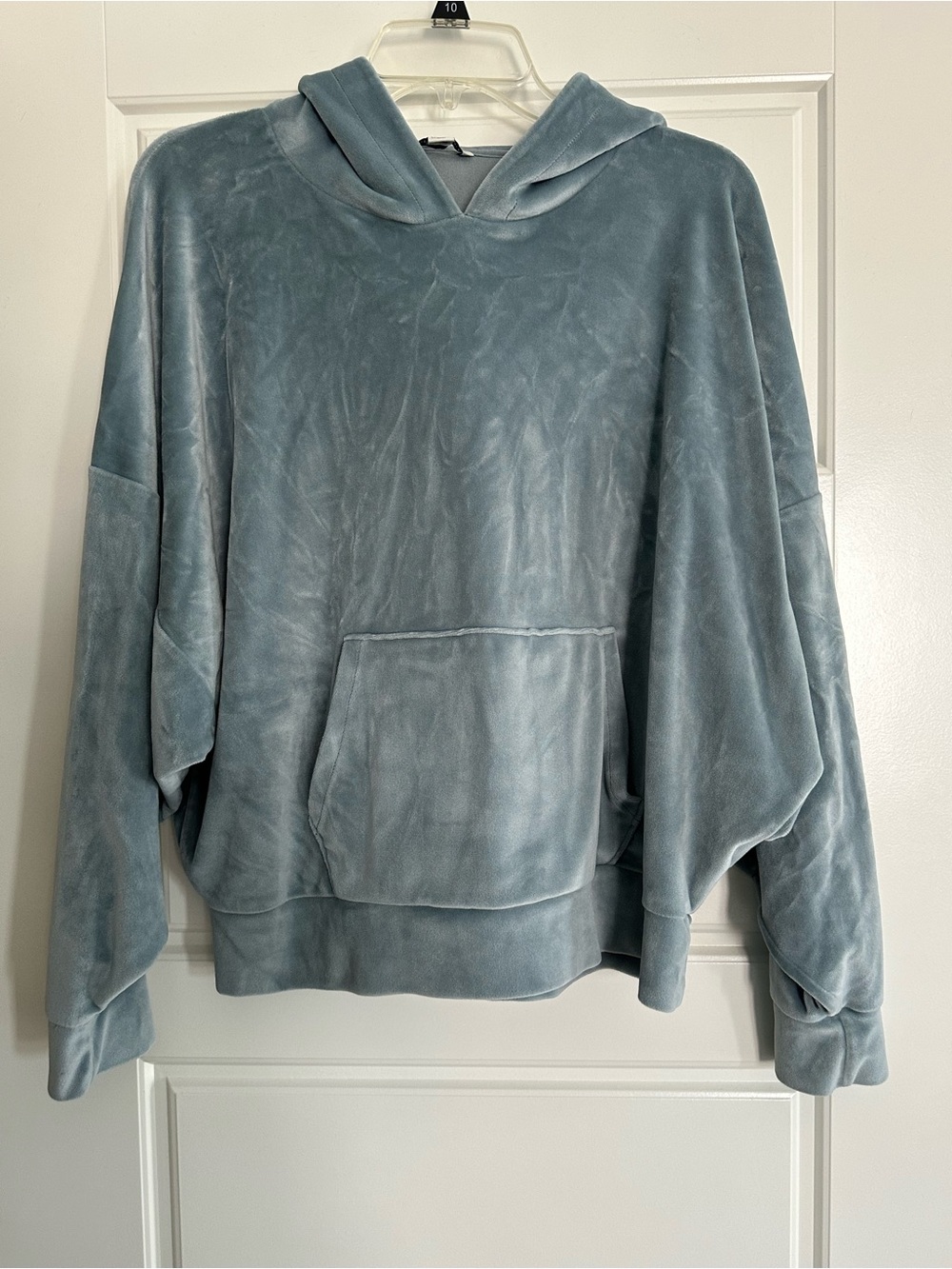 American Eagle Outfitters Velour Hooded Sweatshirt - Slate Blue